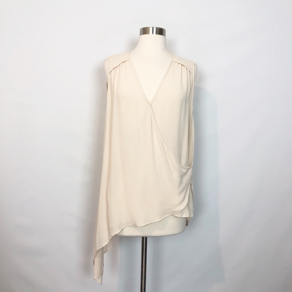 FifteenTwenty Faux Wrap Sheer Ivory Tank Small - Picture 1 of 8